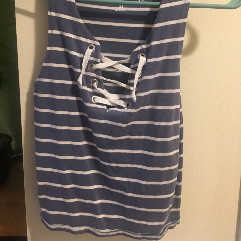 Tie up crop top striped